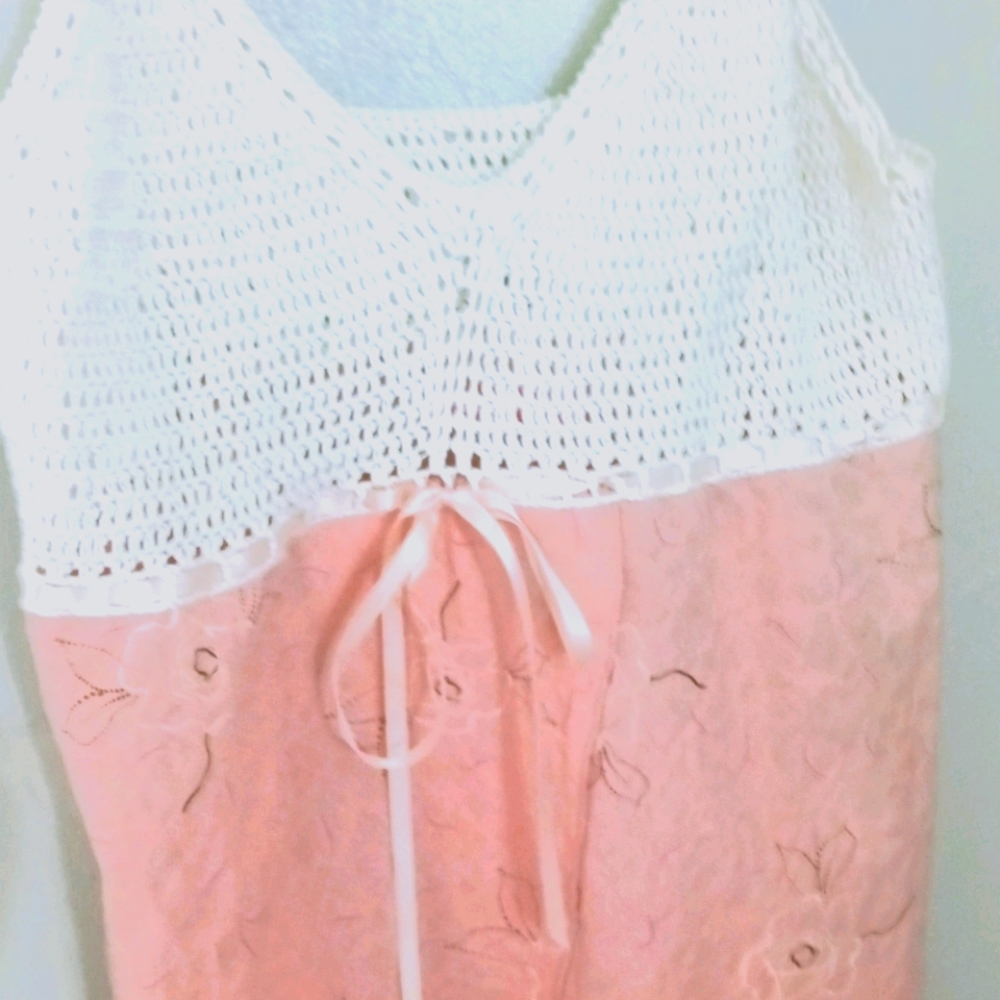 Pink White Knitted Strappy Top